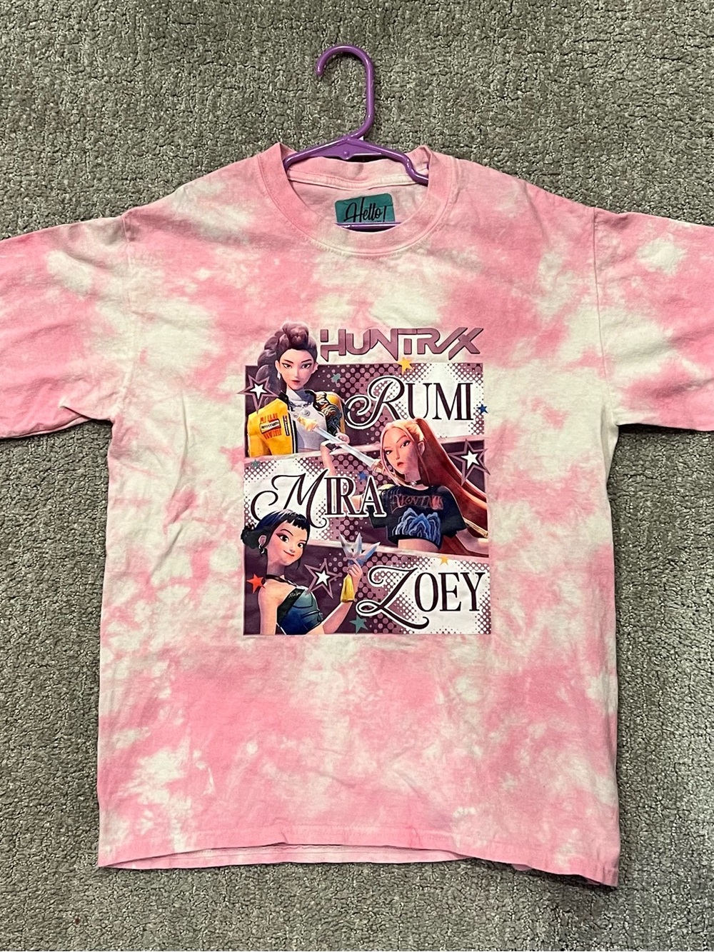 Huntrix Tie-Dye Graphic Tee — Pink White
